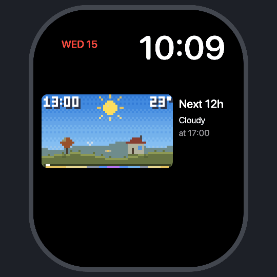 AniMeteo&rsquo;s next 12 hours timelapse, with changing weather, time and temperature.